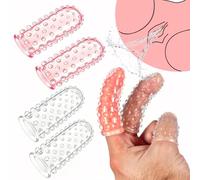 4Pcs Silicone Finger Sleeves - Clitoral Vaginal G-Spot & Anal Stimulator, Soft Red & Transparent, Waterproof, for Couples Solo Play