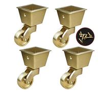4pcs Solid Brass Caster Wheels,Square-Cup Swivel Furniture Castor, Load Capacity 135kg,with Screws,Wheel Diameter 1.25in/32mm,Suitable for Piano Feet,Sofas,Tables,Movable Cabinet,Bed