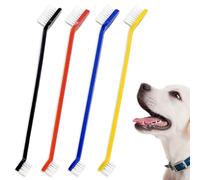 4pcs Spazzolino per cani,Doppia Testa Spazzolino Cane,Spazzolino cane,Pulizia denti cane,Spazzolino da denti per cani a doppia testa con manico lungo,per dell'animale per la Pulizia dei Denti