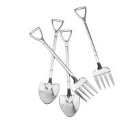 4Pcs Stainless Steel Coffee Spoons and Fruit Forks for Bistro Cocktail Tasting Appetizer and Mini Cake Silver