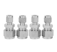 4Pcs Stainless Steel Compression Fitting, Straight Double Ferrule Tube Adapter, 304 Stainless Steel Pipe Fitting with Middle Card Board, Fast Screw for Air Oil Pipe Reducing Diam (F1 / 4-F1 / 2)