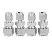 4Pcs Stainless Steel Compression Fitting, Straight Double Ferrule Tube Adapter, 304 Stainless Steel Pipe Fitting with Middle Card Board, Fast Screw for Air Oil Pipe Reducing Diam (.F1 / 4-F3 / 8)