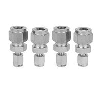4Pcs Stainless Steel Compression Fitting, Straight Double Ferrule Tube Adapter, 304 Stainless Steel Pipe Fitting with Middle Card Board, Fast Screw for Air Oil Pipe Reducing Diam (F3-F10)