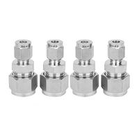 4Pcs Stainless Steel Compression Fitting, Straight Double Ferrule Tube Adapter, 304 Stainless Steel Pipe Fitting with Middle Card Board, Fast Screw for Air Oil Pipe Reducing Diam (F6-F12)