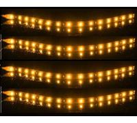 4Pcs Striscie Luminose Flessibili Arancio 12 Led IP65 12V 30cm Impermeabili Universali Auto Moto Camion Paraurti