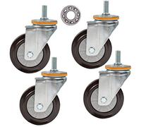 4pcs Swivel Rubber Caster Wheels,Furniture Casters with Threaded Stem,Heavy Duty Dual Locking Wheel,4inch,Silent,Replacement for Carts Workbench Industrial Machine Trolle,4universal-M14