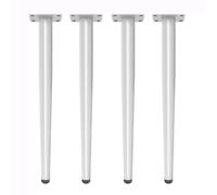 4pcs Table Legs, Adjustable Furniture Legs, Conical Sofa Legs, Cabinet Legs, Metal Legs, Legs for Coffee Table, TV Stand, Bed, Nightstand, with Screws (White, 30 cm)