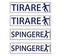 4pcs Targa segnaletica Spingere/Tirare - adesivo Satinato in PVC per esterno e interni e Porte Ufficcio impermeabile Adesivi per Porte,6x20cm