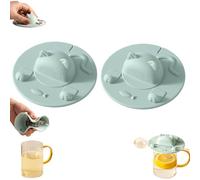4PCS Tea Bag Holder for Mug, Cute Cat Design Silicone Cup Covers with Squeezer, 4 Inch Heat Retaining Tea Mug Topper Lids for Coffee & Milk (2Green)