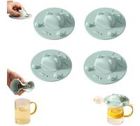 4PCS Tea Bag Holder for Mug, Cute Cat Design Silicone Cup Covers with Squeezer, 4 Inch Heat Retaining Tea Mug Topper Lids for Coffee & Milk (4Green)