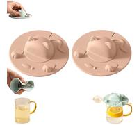 4PCS Tea Bag Holder for Mug, Cute Cat Design Silicone Cup Covers with Squeezer, 4 Inch Heat Retaining Tea Mug Topper Lids for Coffee & Milk (2Pink)