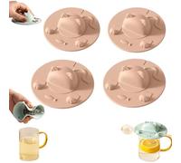 4PCS Tea Bag Holder for Mug, Cute Cat Design Silicone Cup Covers with Squeezer, 4 Inch Heat Retaining Tea Mug Topper Lids for Coffee & Milk (4Pink)