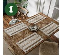 4PCS Tovagliette Cena Nappa Frangia Treccia Rettangolare Tela di Iuta Lino