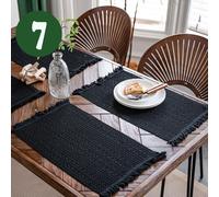 4PCS Tovagliette Cena Nappa Frangia Treccia Rettangolare Tela di Iuta Lino