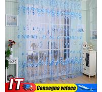 4pcs Tulip Flower Yarn Sheer Window Curtain Scarf Drapes(Blue) IT