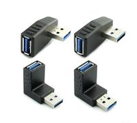 4Pcs USB 3.0 Male to Female Adapter 90 Degree Right Angle | Extends cable reach, changes port direction, supports 5Gbps data transfer, fits tight spaces, 4-pack value