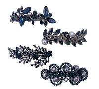 4PCS Vintage Argento Francese Mollette Per Capelli Clip Accessori Strass Perla Gioiello per Le Donne