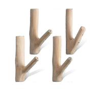 4pcs Vintage Genuine Natural Wood Tree Branch Wall Hook, Wall Mounted Handmade Hook Set, Rustic Decorative Adhesive Wood Wall Hooks (width 2 - 3 Cm) (