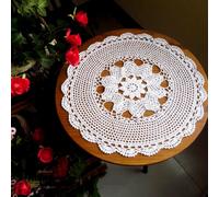4Pcs Vintage Mano Uncinetto Centrino Cavo Tessere Rotondo Tovaglietta Pizzo