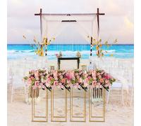 4Pcs Wedding Flower Stand Set 23.62 "H oro metallo colonna Rack festa di nozze Prop Decor palloncino espositore vaso di fiori pilastro