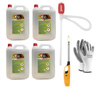 4Pezzi - 20 Litri - Bioetanolo combustibile stufe Bio Sprint 5 litri 99,9% inodore no fumo naturale no zolfo + Pompa Manuale Omaggio + Guanti