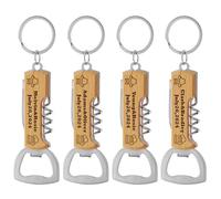 4Pezzi Apribottiglie in legno personalizzato, regalo per il testimone di nozze, regalo inciso per il padre, il nonno, il barista, motivi e testo personalizzati.Multifunzionale.