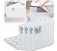 4Pezzi Clip Lenzuola, blocca Lenzuola al Materasso, Serraggio Morsetti Tensore per Lenzuolo, Silicone Antiscivolo Supporto Gancio Porta per Mantenere Le Foglie Strette e Strette, Bianco