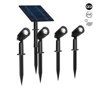 4PEZZI Faretto Solare LED 4x10W con Picchetto Sensore Crepuscolare IP66 Esterni