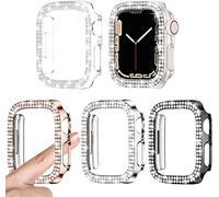 [4Pezzi] Kamita Diamante Custodia per Apple Watch Serie SE/6/5/4 44mm, Cover Protettiva [No Screen Protector], Glitter Bumper Case per iWatch6/iWatch5/iWatch4 (Trasparente+Argento+Nero+Oro rosa)