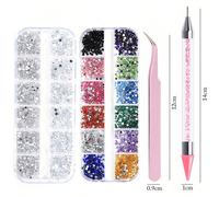 4pezzi Pink Manicure Dotting Pen Tweezers Jewelry Acrylic Flat Bottom Drill Rectangular Box Decoration Manicure Tool Kit Nail Art Set DIY Nail Charms Nail Gems Nail Suppliesdecorazioni per unghiecharm