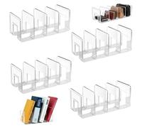 4Pezzi Portariviste in Trasparente, SHAIDOJIO Porta Libri da Scrivania in Acrilico-32cm, 4 Compartimenti Porta Libri, Fermalibri per Libreria per Libro Documenti Buste Borsa Bevande Soggiorno Ufficio