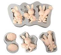 4Pezzi Stampo Da Forno Coniglio, stampi per torte, stampi in silicone pasquali per uova di Pasqua, stampi in silicone a forma di coniglietto, 3D coniglietti, stampi per cioccolatini pasquali caramelle