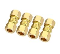 4pieces Brass Compression Fittings 1/4inch Tube Connector Suitable for Household Water Supply Lines in