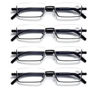 4PK Mezzo Cerchio Montatura Metallo Piccolo da Uomo Occhiali da Lettura Blu Luce