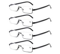 4PK Uomo Mezza Montatura Metallo Occhiali da Lettura Blu Luce per Piccolo Faccia