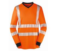 4PROTECT Camicia a maniche lunghe ad alta visibilità Jacksonville arancio fluorescente/grigio 6XL