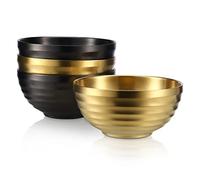 4Pz 18/8 Ciotole in Acciaio Inossidabile Doppio Strato isolato Noodle Soup Bowl Ciotola di Riso Insalata Ciotola, Ciotole in Metallo per Frutta Cereali Snack Antipasto,Lavastoviglie Sicuro (Oro&Nero)