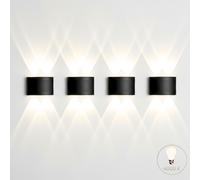 4pz Applique LED da Parete Esterno Interno Nera Ovale 12W Luce Naturale FD-10