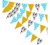 4pz Banner Feste Storie Cartoni Animati, Banner compleanno Tema Baby Shower Decorazioni Feste Blu Giallo Rosso Giocattolo Banner per Compleanno Tema per Bambini Decorazioni per Baby Shower