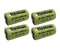 4pz BATTERIA RICARICABILE NI-MH C MEZZA 1/2 TORCIA 1,2V 4Ah 4000 mA mAh 50x25mm