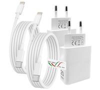 4pz. Caricatore per iPhone 14 Pro Max Mini 13 12 11 X [Certificato MFi] con Cavo Lightning/Type C PHONIX Italia - 2 Alimentatori Carica Batteria per iPhone Rapido 20W e 2 Cavi Ricarica USB-C