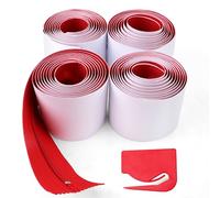 4pz Cerniera Resistente Contro la Polvere, 213x7,6cm Autoadesiva Doppia Cerniera per Telo Protezione Istantanea dalla Polvere per Porta con Taglierina per Fogli Plastica (Rosso)