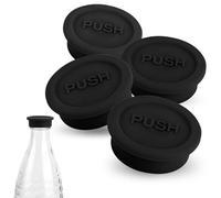 4pz Coperchi per Bottiglie di Soda, Silicone Tappo di Chiusura per Bottiglie di Bevande Tappo per Bottiglie di Soda Compatibile Con Bottiglie di Vetro Sodastream (Nero)
