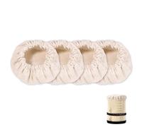 4pz Copri Barattoli Stoffa, Cotone Copri Tappi Barattoli Stoffa Elastici Jar Cloth Cover Riutilizzabili Non Sbiancati Coperchio in Stoffa per Bocca del Barattolo da 10,16-12,7cm