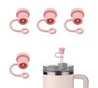 4pz Copri Cannuccia, Silicone Riutilizzabile Copertine di Alla Polvere a Prova di Fuoriuscite Toppers per Cannuccia 6-10mm di Diametro Semplice Protezione per Cannuccia per Stanley Cup (Rosa)