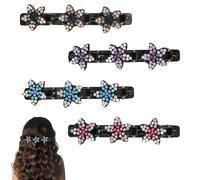 4pz Fermagli per Capelli Intrecciati con Pietre di Cristallo, Fermagli per Capelli Intrecciati con Pietre di Cristallo Lucide Accessori per Capelli a Forma di Becco d'Anatra per Donne (4 Colori)