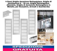 4pz Griglia Aerazione Rettangolare, Griglia Di Ventilazione 8x30Cm,x Armadi