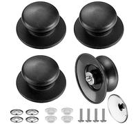 4pz Manopole per Coperchio Pentola, Pomelli Universali, Pomelli per Coperchio in Bachelite con Accessori per Viti per Coperchio Pentola, Casseruola, Bottoni di Ricambio (Nero)