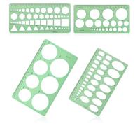 4pz Modello di Cerchio per Disegno, Strumento di Disegno in Plastica Vari Cerchi Geometrici Rotondi Ovali Stencil Righello per Cassaforma Strumento Misurazione per Scolastici Ufficio (Verde)