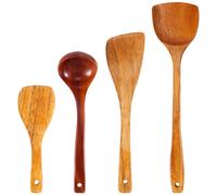 4PZ Pala di Legno Cucchiaio Antiaderente Legno Lunga Spatola di Cucina6031